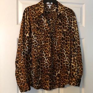 Leopard Slim Portofino Button Down